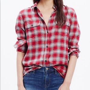 Madewell Womens Plaid Button Down, Sz XS